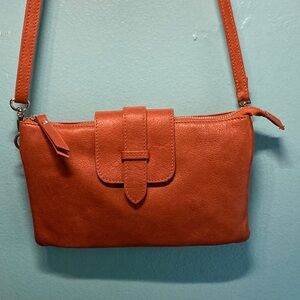 Pelletteria Veneto Brown Leather Crossbody Bag 10” X 6” Made in Italy